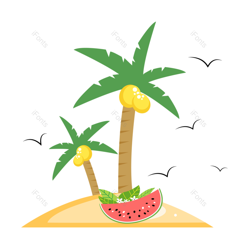 西瓜图片,夏天元素,沙滩PNG,旅游免抠素材